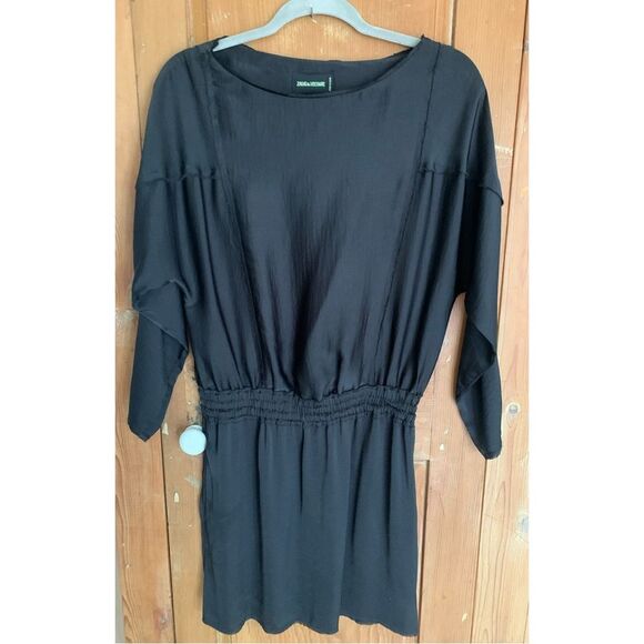 Zadig & Voltaire Rahine blouson waist long sleeve black dress - Picture 1 of 11